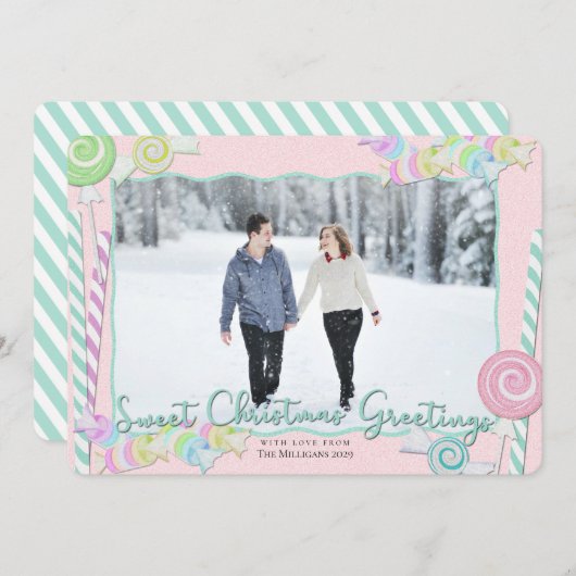 キャンディスイーツクリスマスと写真 シーズンカード (正面/裏面)
