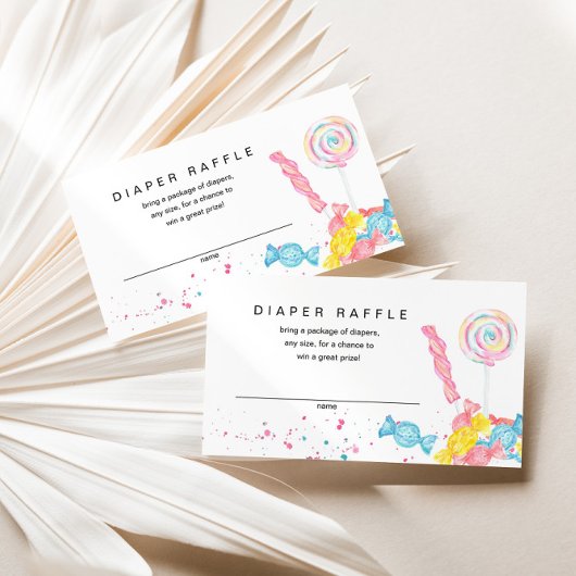 キャンディスイートショップベビーシャワーおむつラッフル エンクロージャーカード