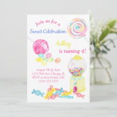 キャンディスイート棒つきキャンデーガール誕生日  招待状 (スタンド正面)