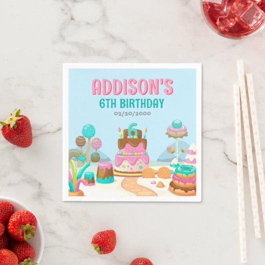 キャンディスウィートガールズキャンディランド誕生日 スタンダードカクテルナプキン (インサイチュ)