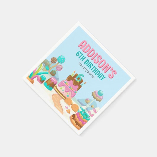 キャンディスウィートガールズキャンディランド誕生日 スタンダードカクテルナプキン (角)