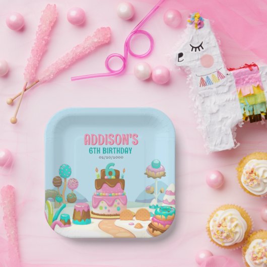 キャンディスウィートガールズキャンディランド誕生日 ペーパープレート (パーティー)