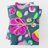 キャンディスウィートピンクグリーン白マルチキャンディ ラッピングペーパーシート (インサイチュ)