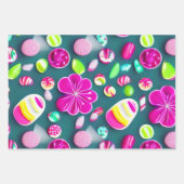 キャンディスウィートピンクグリーン白マルチキャンディ ラッピングペーパーシート (正面)