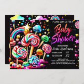 キャンディスウィートワンダーランドベビーシャワー 招待状 (正面/裏面)