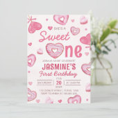 キャンディスウィートワン1歳の誕生日招待状 招待状 (スタンド正面)
