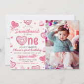 キャンディスウィートワン1歳の誕生日招待状 招待状 (正面)