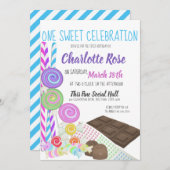 キャンディスウィート最初の誕生日パーティー 招待状 (正面/裏面)