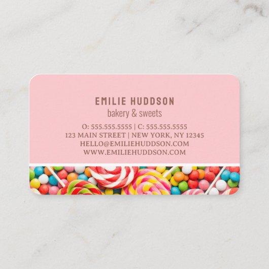 キャンディスウィート、ケーキショップ、ペストリーショップ 名刺 (裏面)