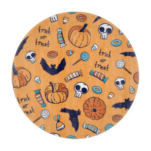 キャンディスカルカボチャこうもりシームレスパターン。 カッティングボード