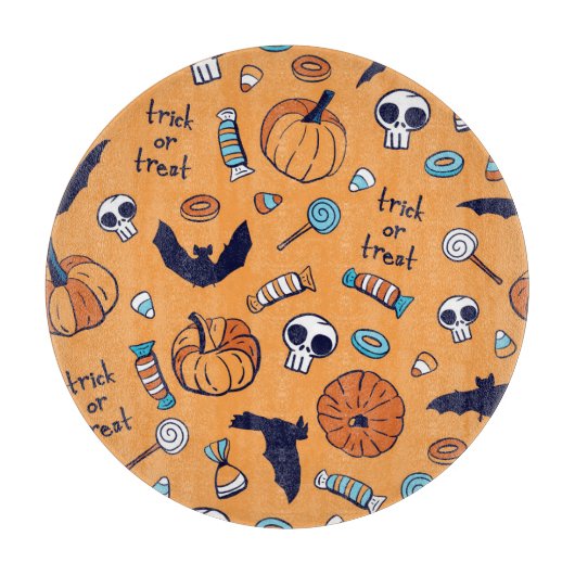 キャンディスカルカボチャこうもりシームレスパターン。 カッティングボード (正面)