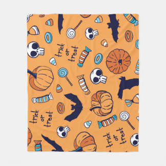 キャンディスカルカボチャこうもりシームレスパターン。 フリースブランケット