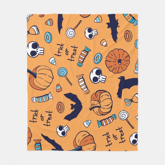 キャンディスカルカボチャこうもりシームレスパターン。 フリースブランケット (正面)