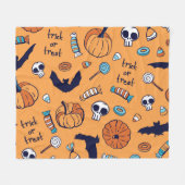 キャンディスカルカボチャこうもりシームレスパターン。 フリースブランケット (正面(横))