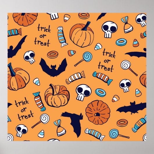 キャンディスカルカボチャこうもりシームレスパターン。 ポスター (正面)