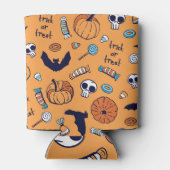 キャンディスカルカボチャこうもりシームレスパターン。 缶クーラー (裏面)