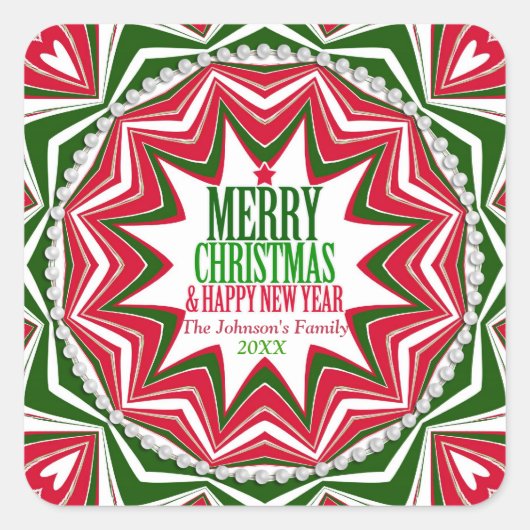 キャンディスターバストキープサケクリスマスパーティープレート スクエアシール (正面)