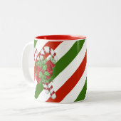 キャンディストライプのケーンクリスマスツートーンコーヒーマグ ツートーンマグカップ (正面左)