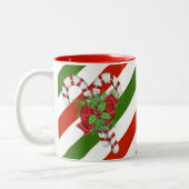 キャンディストライプのケーンクリスマスツートーンコーヒーマグ ツートーンマグカップ (左)