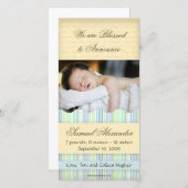 キャンディストライプのフォトカード：男の子 案内状 (正面/裏面)