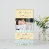 キャンディストライプのフォトカード：男の子 案内状 (スタンド正面)