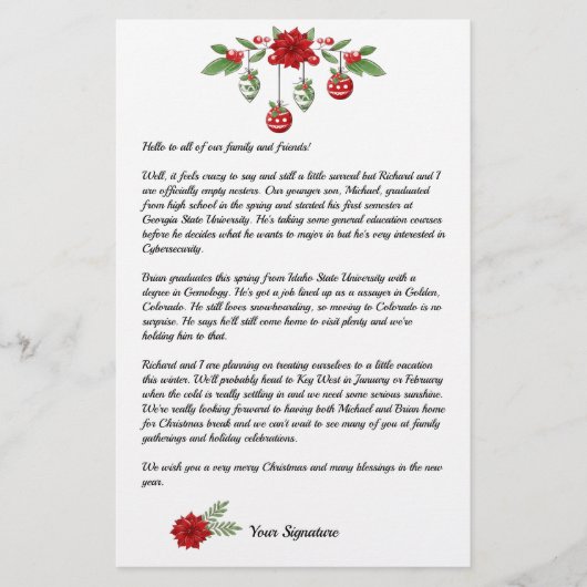 キャンディストライプクリスマスファミリーニュースレター追加文字 便箋 (正面)