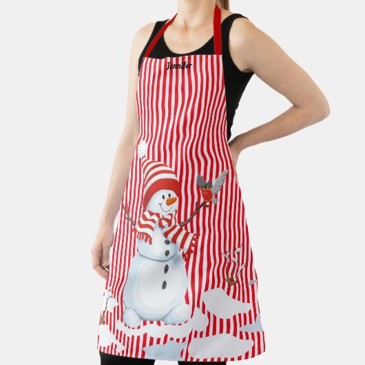 キャンディストライプクリスマスホリデーカスタムギフト エプロン (インサイチュ)