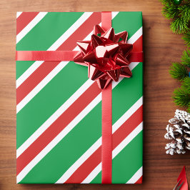 キャンディストライプクリスマスレッドグリーンホワイト ラッピングペーパー