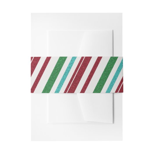 キャンディストライプグリッター 招待状ベリーバンド (正面例)