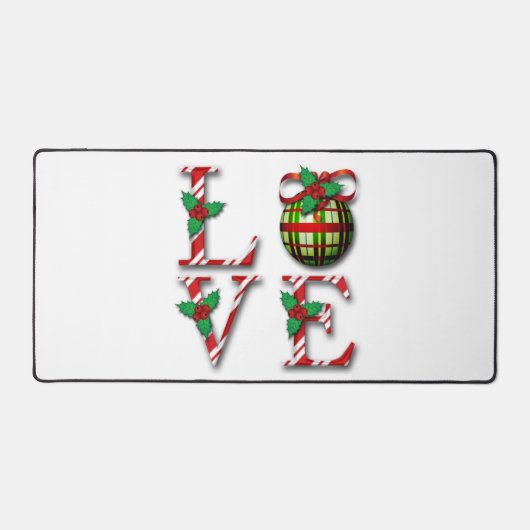 キャンディストライプケインのクリスマスホリーベリー デスクマット (正面)
