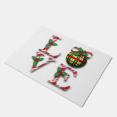 キャンディストライプケインのクリスマスホリーベリー ドアマット (アングル)