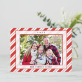 キャンディストライプケインのフレーム可能な家族写真クリスマス シーズンカード (スタンド正面)