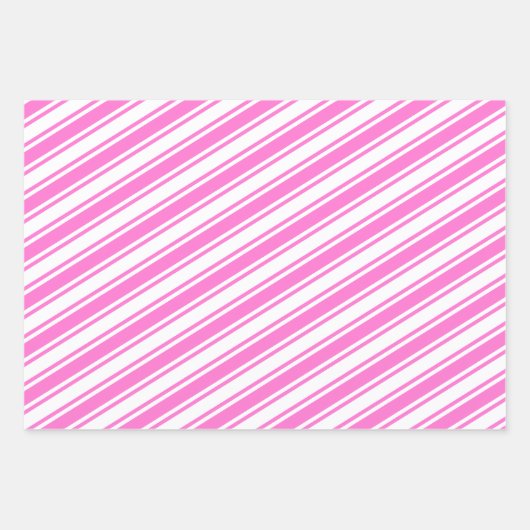 キャンディストライプケインの赤い緑の白ピンクのクリスマス ラッピングペーパーシート (正面3)