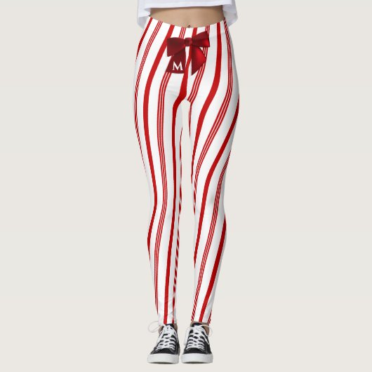 キャンディストライプケインフェスティバルレッドボウ レギンス (正面)