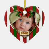 キャンディストライプケイン写真テンプレート セラミックオーナメント (正面)