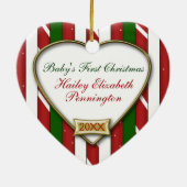 キャンディストライプケイン写真テンプレート セラミックオーナメント (裏面)