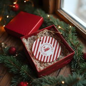 キャンディストライプケイン北極表現家族の写真 セラミックオーナメント