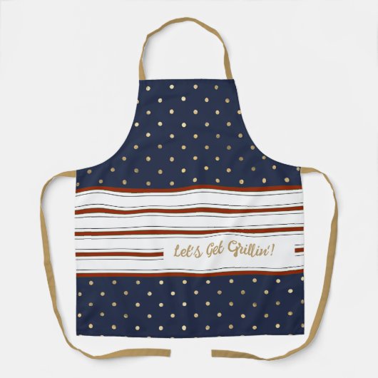 キャンディストライプケイン水玉模様エプロン エプロン (正面)