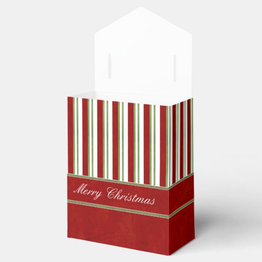 キャンディストライプケーンのリッチレッドとボウ フェイバーボックス (オープン)