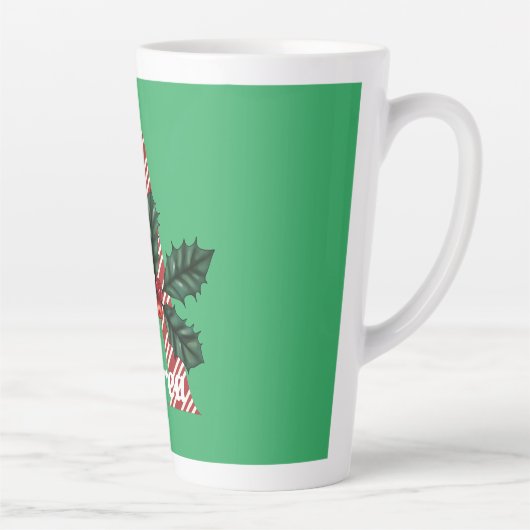 キャンディストライプケーンの手紙の大きなクリスマス カフェラテマグ (右)