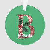 キャンディストライプケーンの手紙B大きなクリスマス オーナメント (正面)