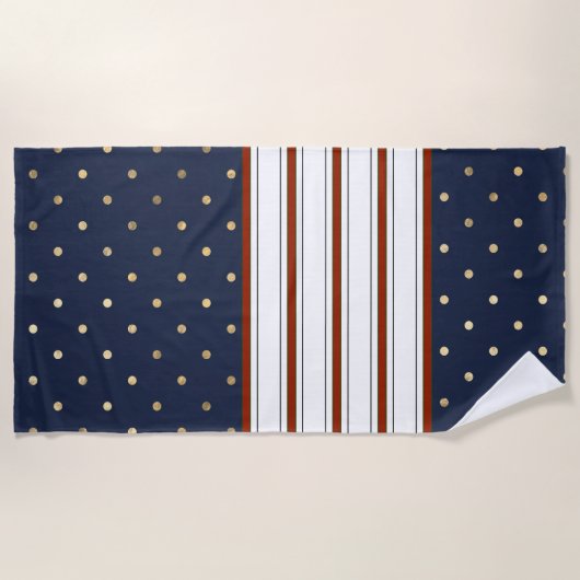 キャンディストライプケーン水玉模様ビーチタオル ビーチタオル (正面)