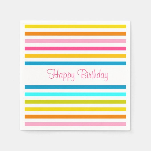キャンディストライプサマー春スタイルシック スタンダードカクテルナプキン (正面)