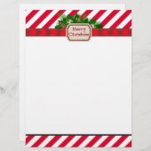 キャンディストライプーのクリスマスレターヘッド文具 (正面/裏面)