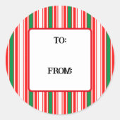 キャンディストライプーのクリスマス ラウンドシール (正面)