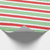 キャンディストライプーの紙 – 赤と緑の包み具 ラッピングペーパー (角)