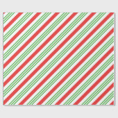 キャンディストライプーの紙 – 赤と緑の包み具 ラッピングペーパー (フラット)
