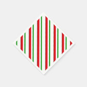 キャンディストライプーの、赤、緑、白 スタンダードカクテルナプキン (角)