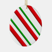 キャンディストライプーの、赤、緑、白 セラミックオーナメント (右)