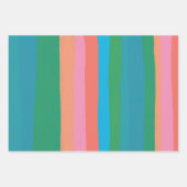 キャンディストライプーカラフルオレンジピンクブルーグレン ラッピングペーパーシート (正面2)